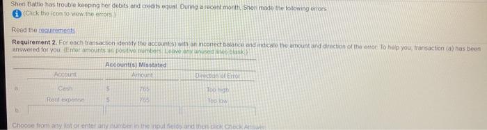 enors, whether ther's stale would ne ne total debits and totales on