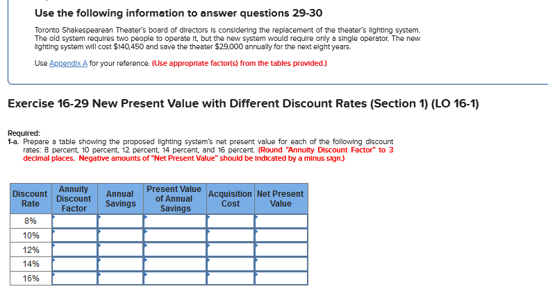  SEE INSERTED TABLE BELOW FOR VALUES AS NEEDED: Use the following