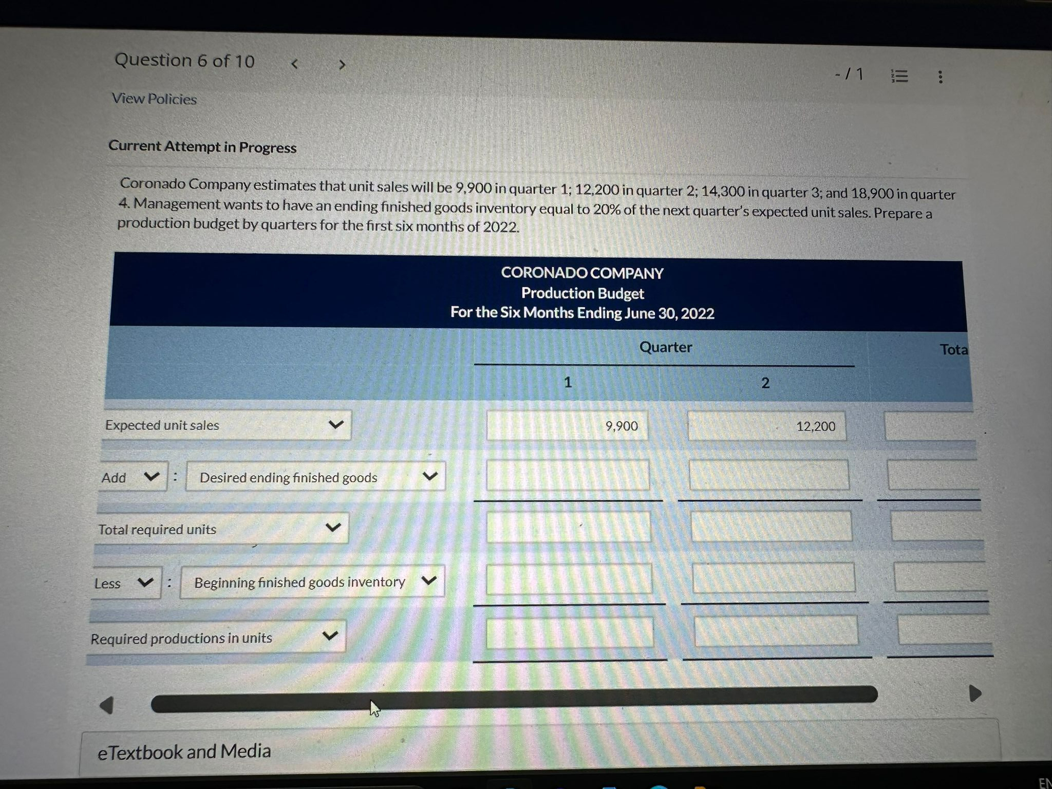  View Policies Current Attempt in Progress Coronado Company estimates that unit