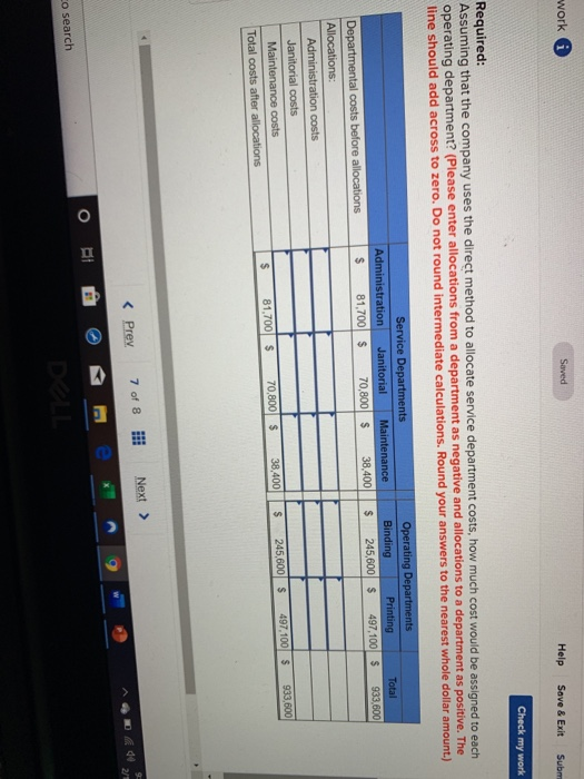 Publishing Company has three service departments and two operating departments. Selected data