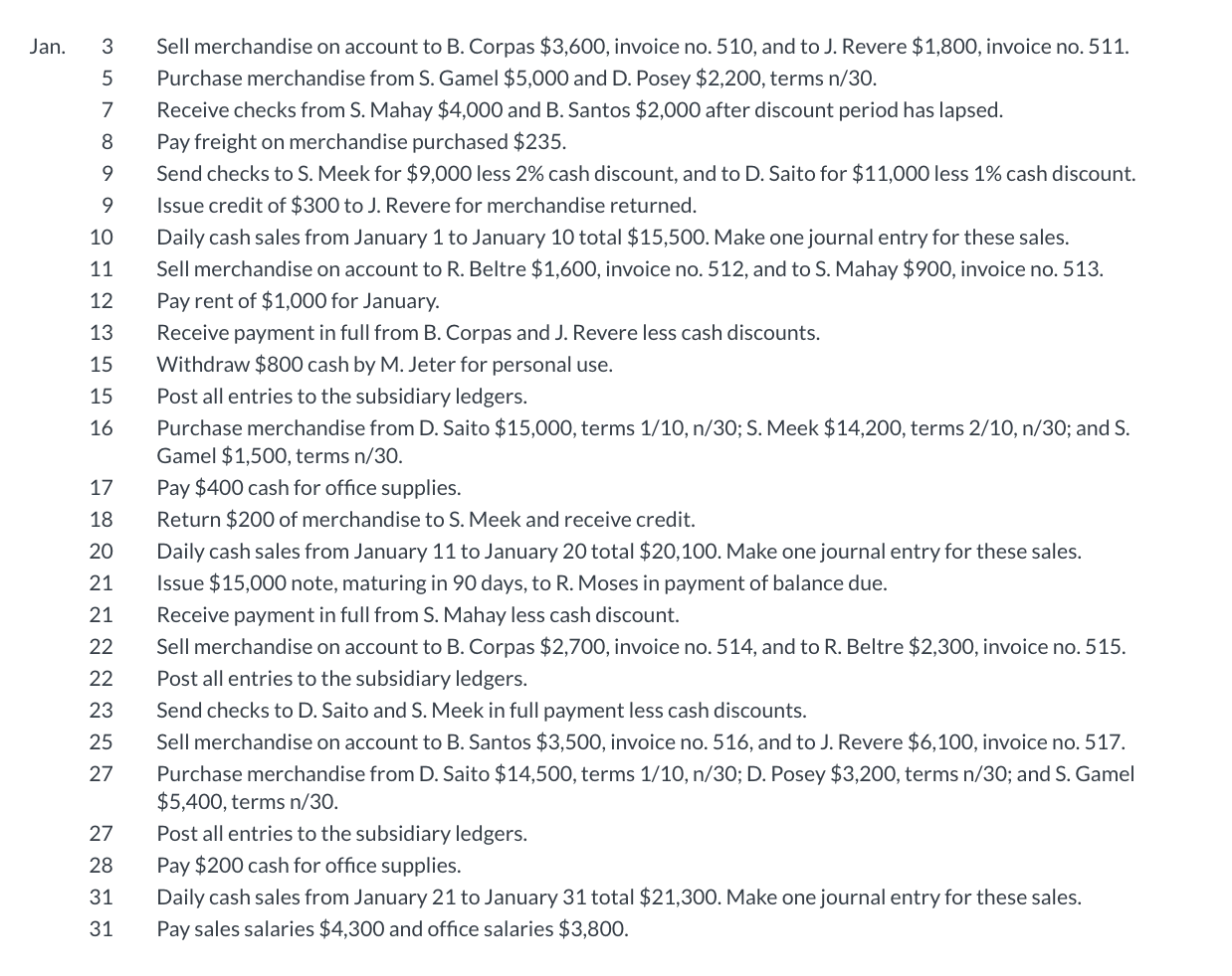 receivable and an accounts payable subsidiary ledger. Balances related to both the