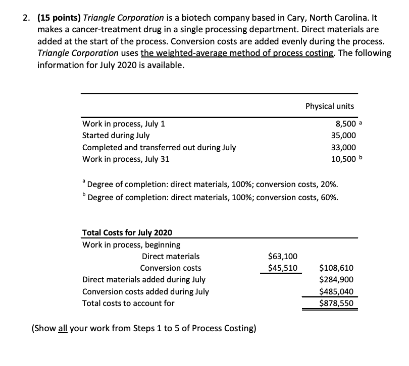 a. Calculate the cost per equivalent unit for direct materials and