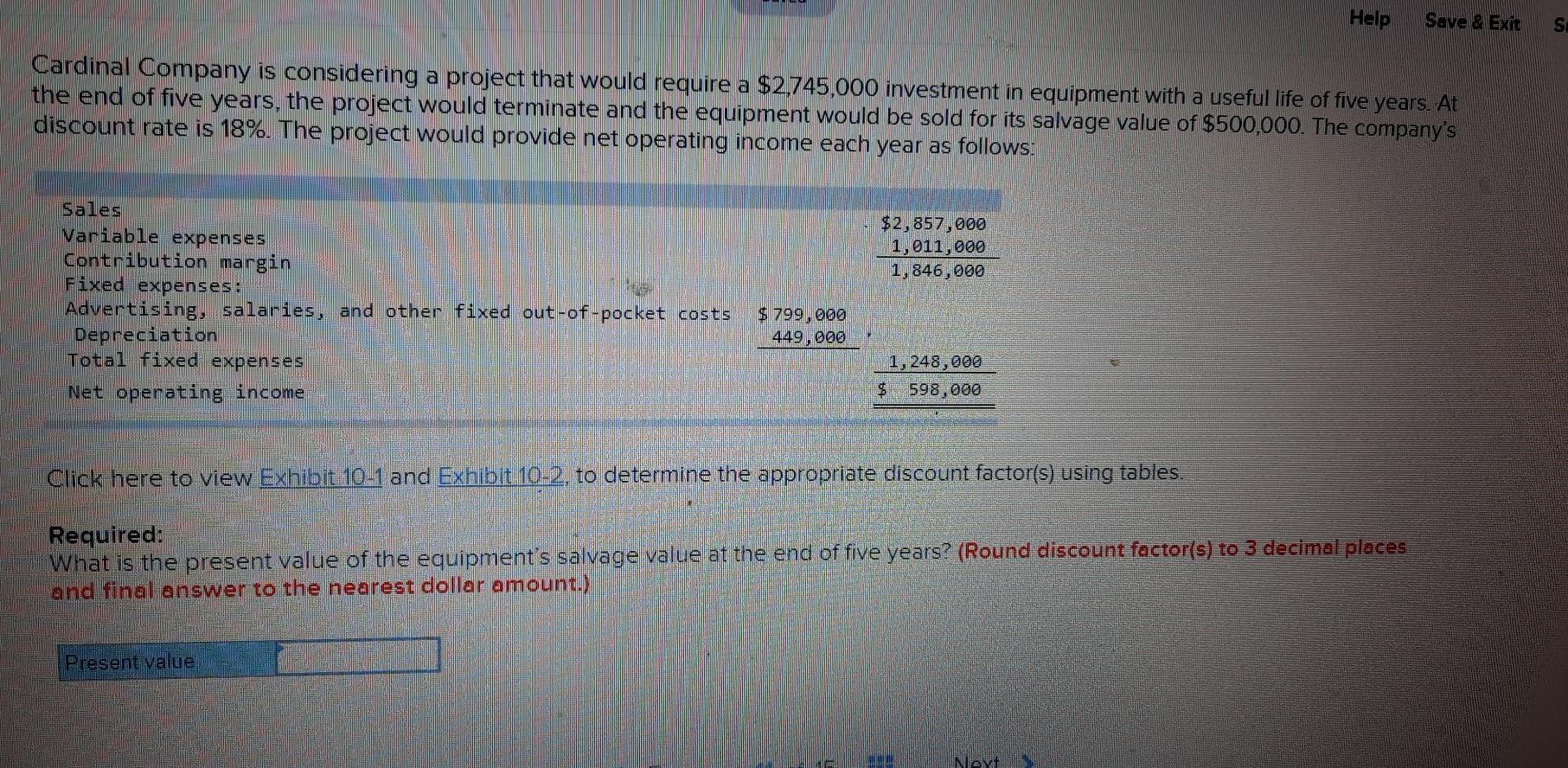 please help 11 Help Save & Exit s Cardinal Company is
