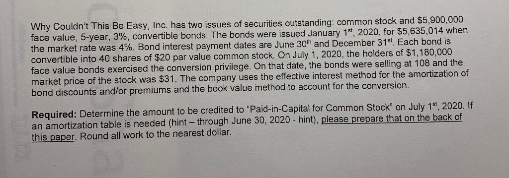 Why couldn't This Be Easy, Inc. has two issues of securities