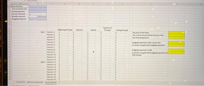 Provide your answer in the yellow spaces provided on the first tab