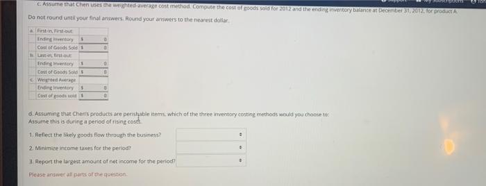 Che had 1000 units of product with a untcont of 570 per