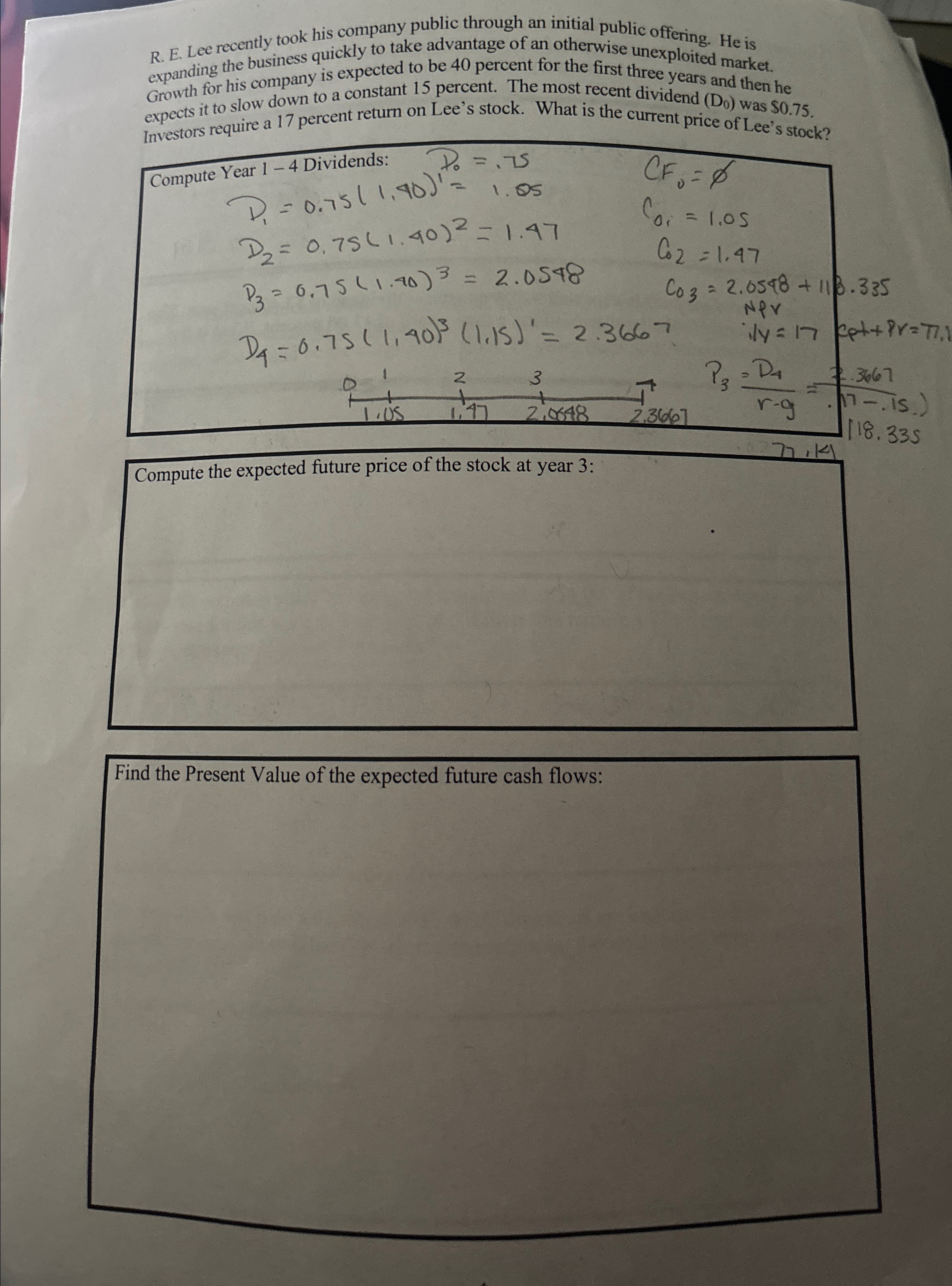  R. E. Lee recently took his company public through an initial