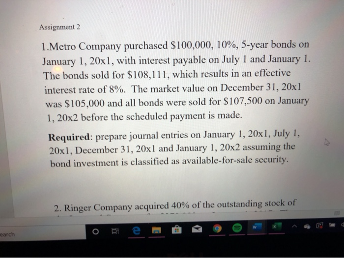  can you walk me through the calulations? Assignment 2 1. Metro