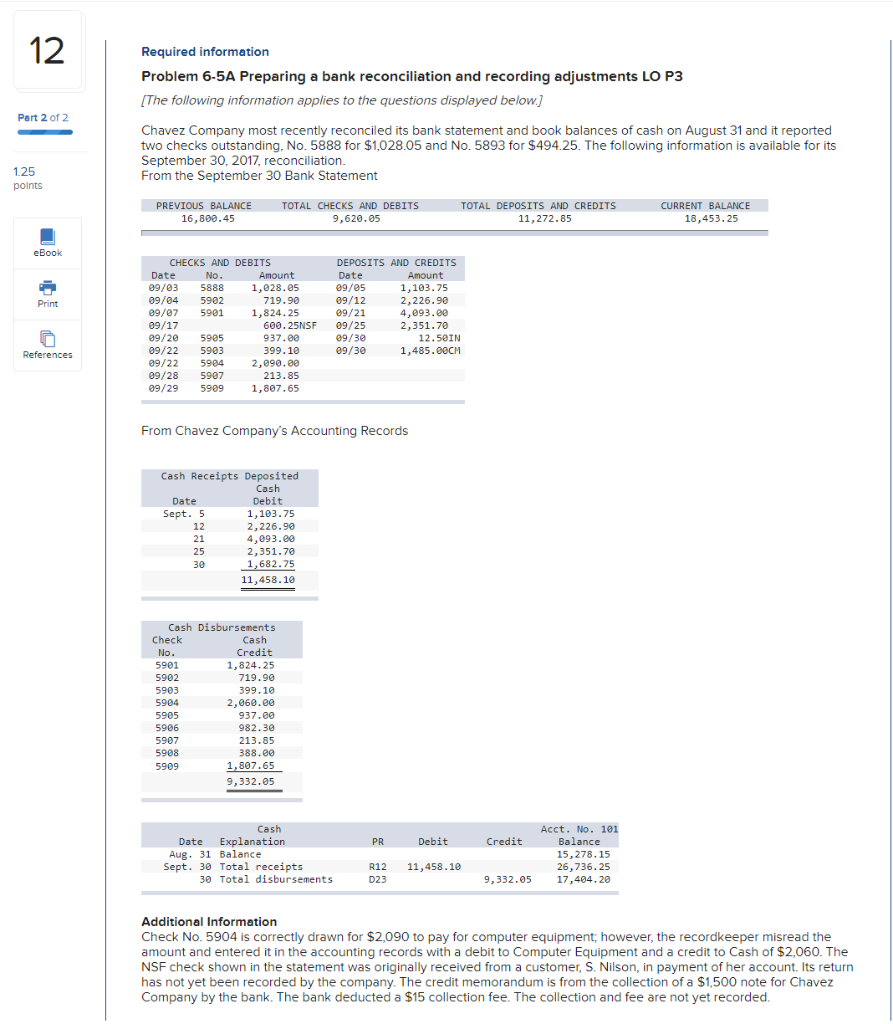  12 Part 2 of 2 Required information Problem 6-5A Preparing a
