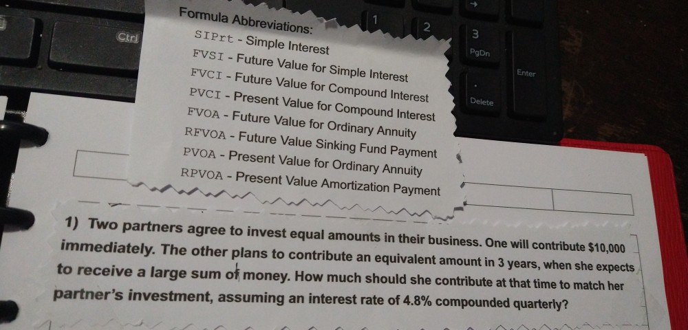 which formula abbreviation for this math problem? Ctrl 3 PgDn Enter
