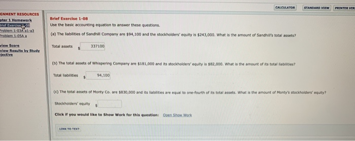  CALCULATOR STANDARD VIEW PRINTER VIR GNMENT RESOURCES pter 1 Homework nel