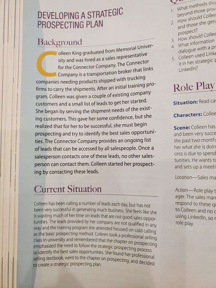  1. What methods sho beyond those prov 2. How should Collee