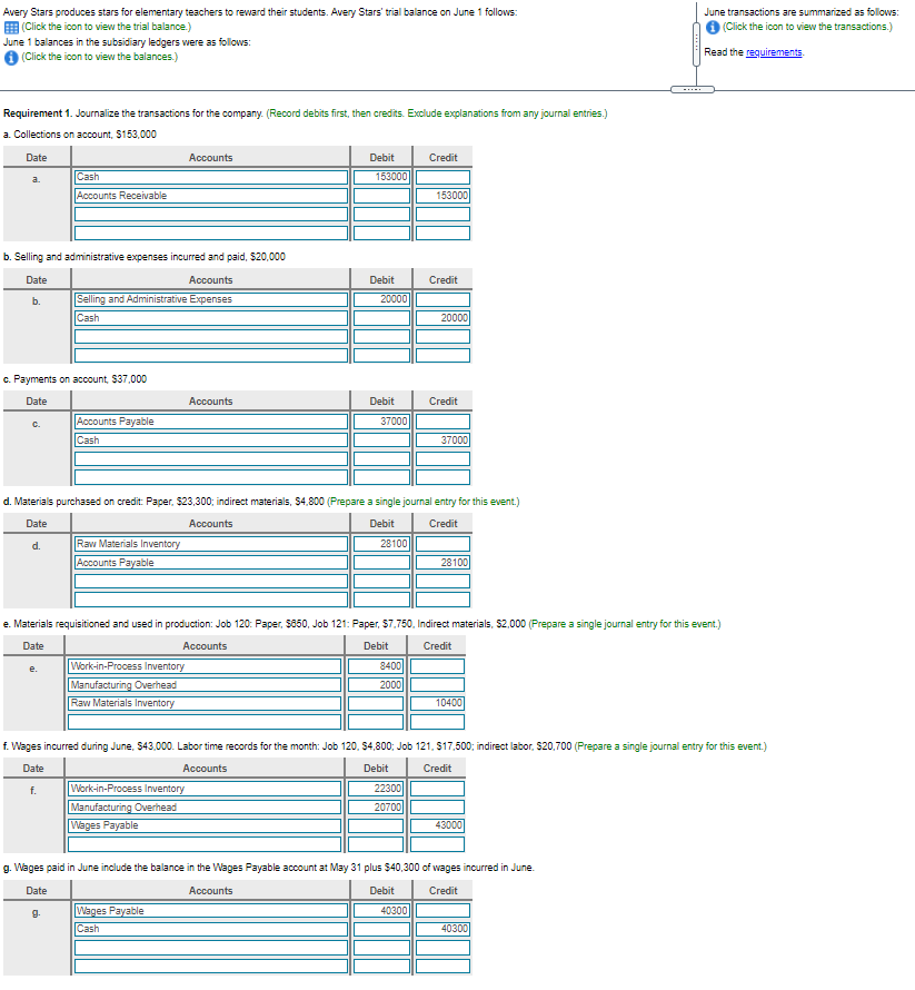 X Data Table - X More Info 1. Journalize the transactions for