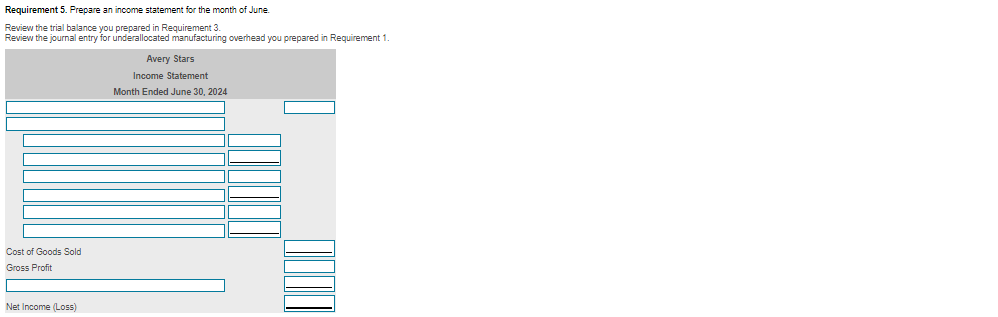 letters as a reference. 3. Prepare a trial balance at June 30,