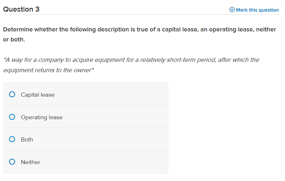 Question 3 Mark this question Determine whether the following description is
