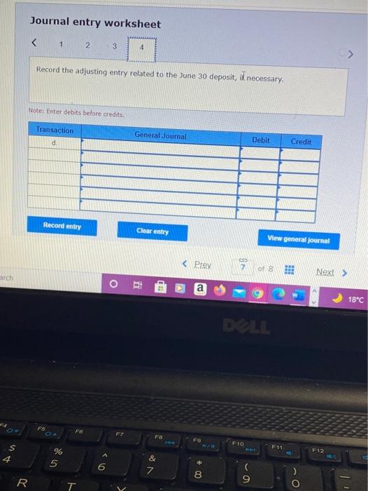 a. Outstanding checks as of June 30 to $1757 b. The June
