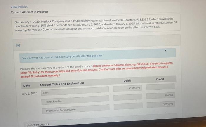 Do the second part !!!! View Policies Current Attempt in Progress On