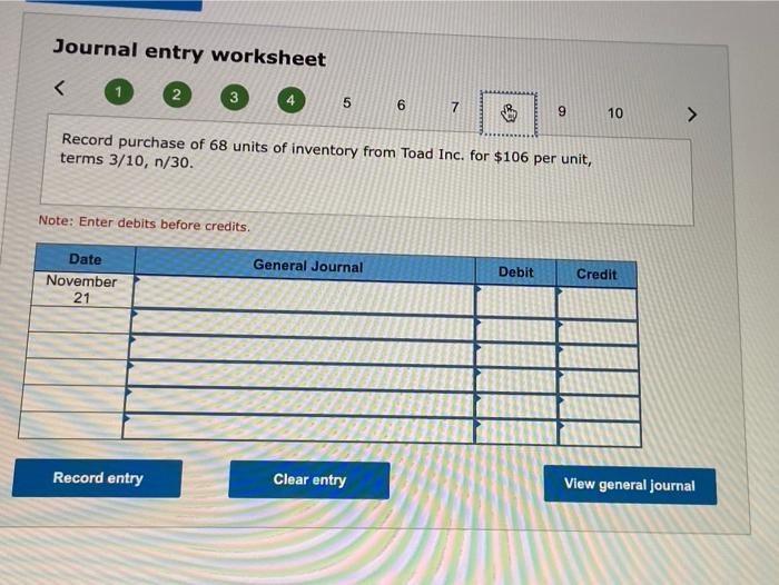 following transactions occur during the month of November November 2 Purchase 105