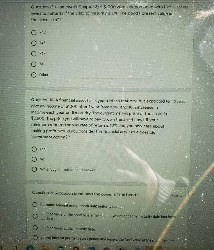  can you help me answer these? 5 points Question 17. (Homework