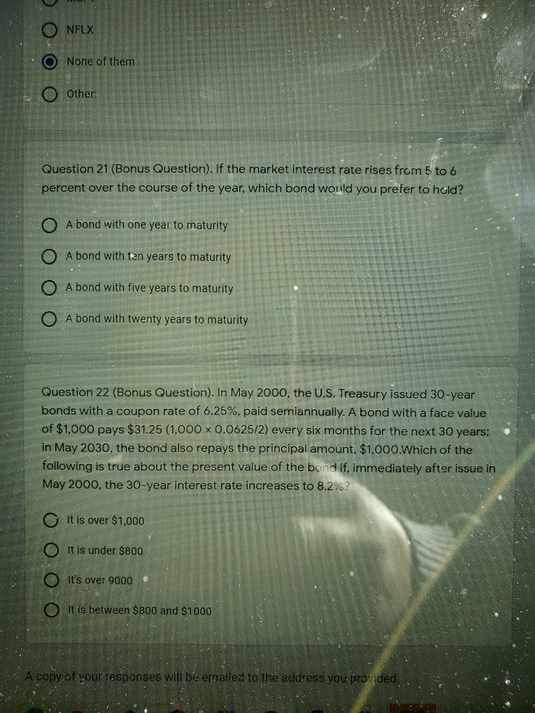 the yield to maturity is 6%. The bond's present value is the