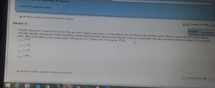 des, Seconds Question Completion Status Moving to another question will save