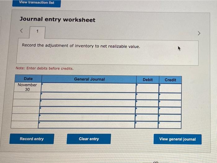 a partial income statement, and adjust for the lower of cost and