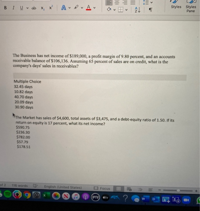  = B I Uab x x? ADA a 21 Styles Styles