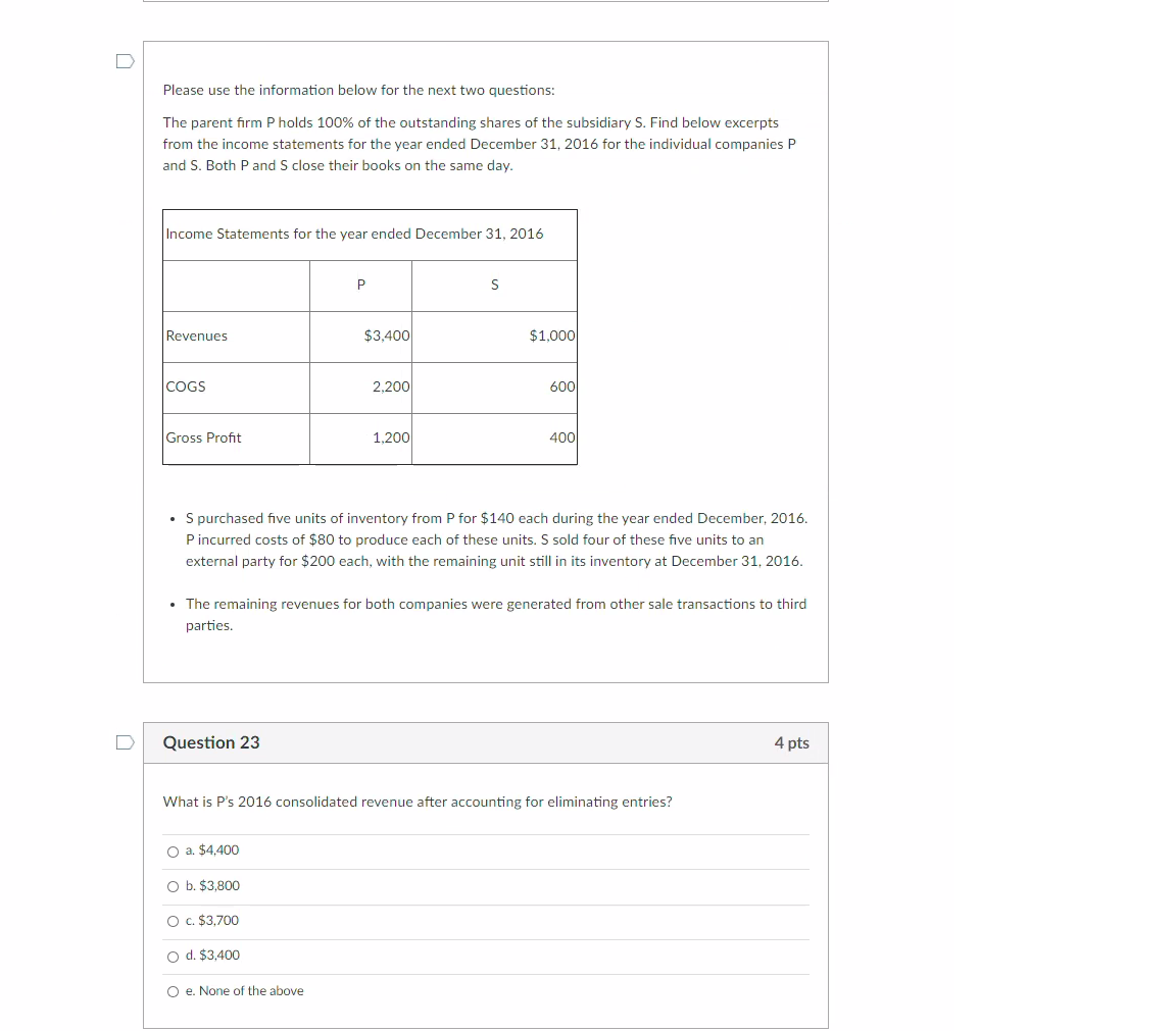  U Please use the information below for the next two questions: