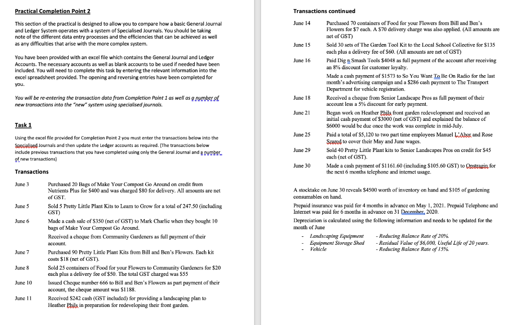 Can you please help enter the transcation into the specialised journals GST
