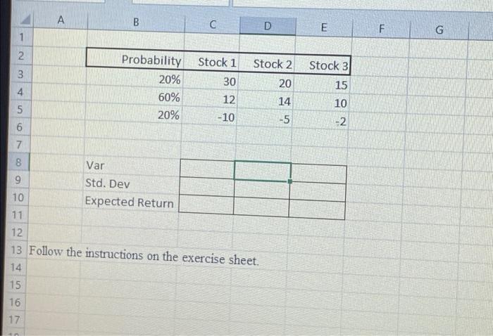 stocks in the table below. Product Probability Stock #1 Stock #2 Stock