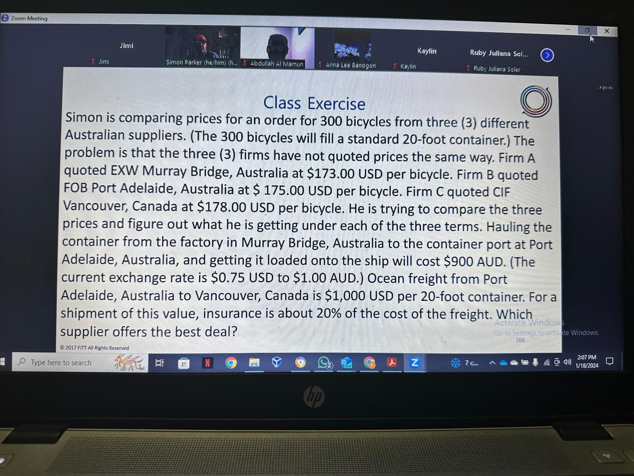  2 Zoom Meeting Class Exercise Simon is comparing prices for an
