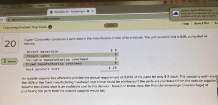  c getretor comerende Help Save & EH su Proctoring Enabled Final