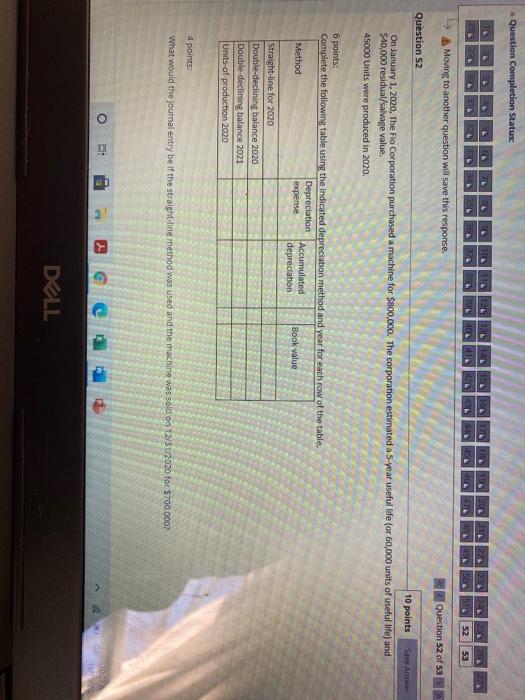  Question Completion Status 141 53 Moving to another question will save