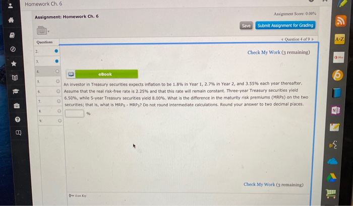  Homework Ch.6 Assignment Score: 0.00% Assignment: Homework Ch. 6 Save Submit