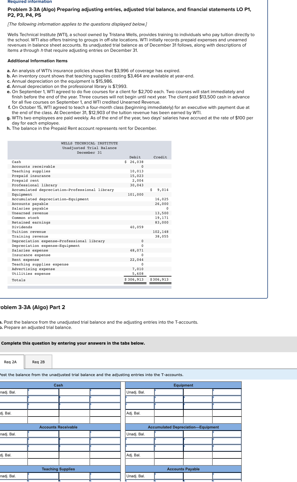  Retained earnings Required information Problem 3-3A (Algo) Preparing adjusting entries, adjusted