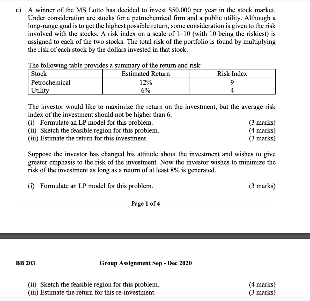  Please solve the following question using MS Excel. Thank you! c)