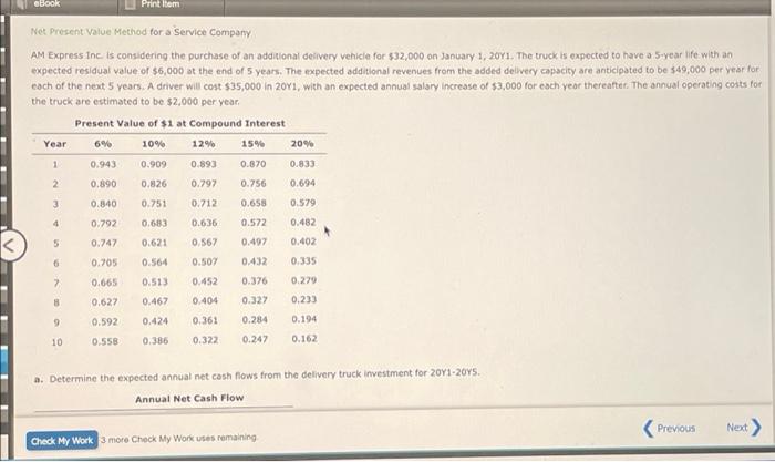  eBook Print Item 1 Net Present Value Method for a Service