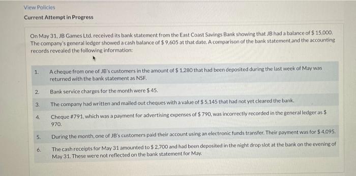  View Policies Current Attempt in Progress On May 31, JB Games