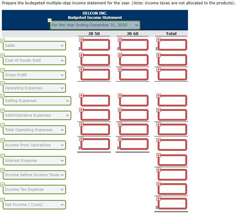 Deleon Inc. is preparing its annual budgets for the year ending December