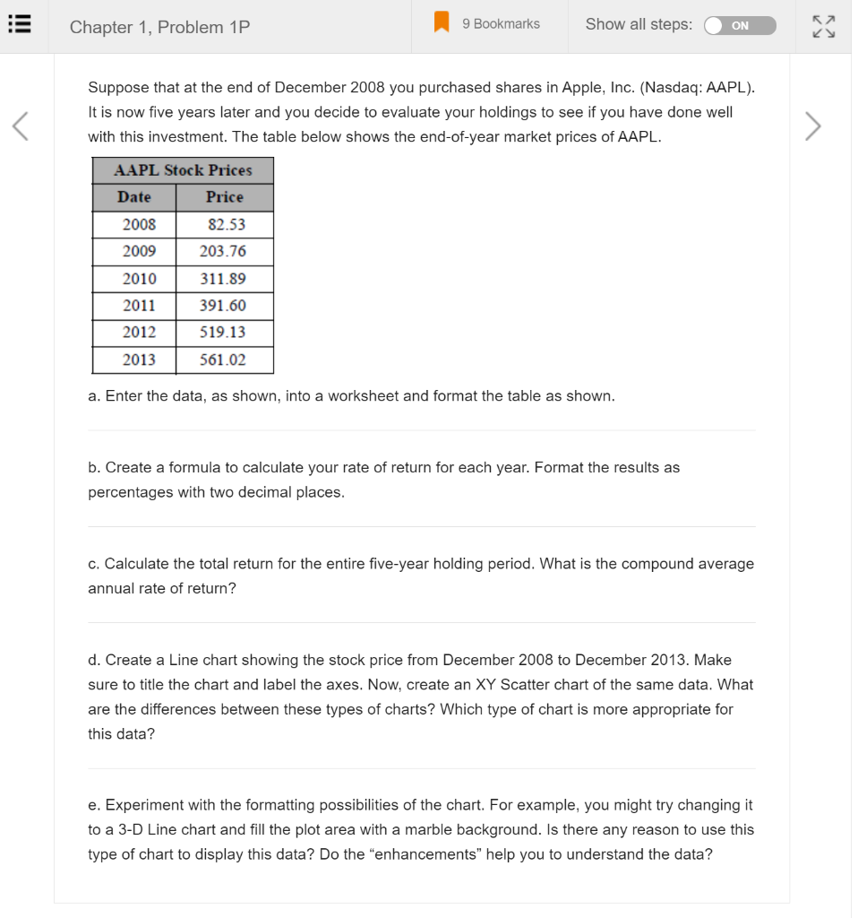 Chapter 1, Problem IP 9 Bookmarks Show all steps: Suppose that at