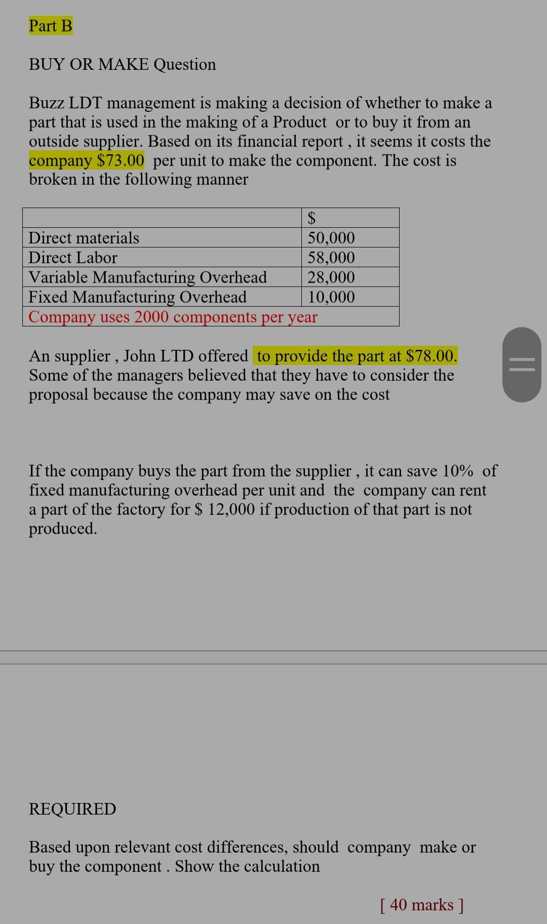 income statement. these are the variable costing and absorption costing methods Selected
