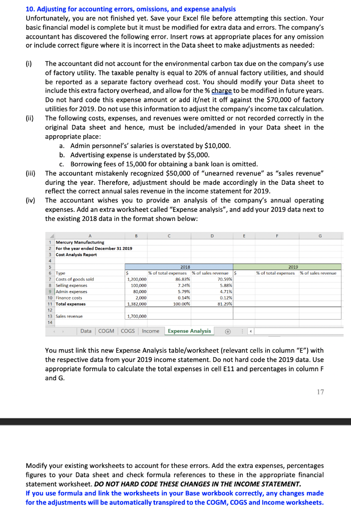  10. Adjusting for accounting errors, omissions, and expense analysis Unfortunately, you