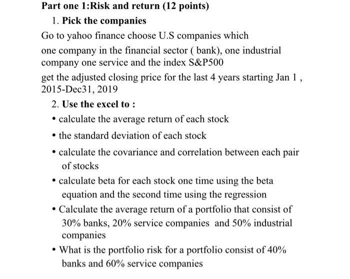 I need the answer as soon as possible Please. Part one 1:Risk