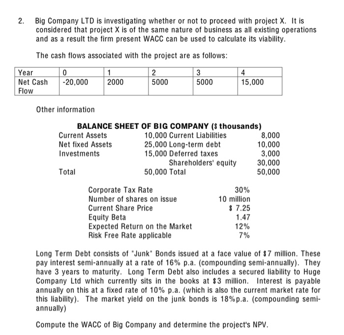 Compute the WACC to determine the project's NPV(Answer key: WACC = 13.99%