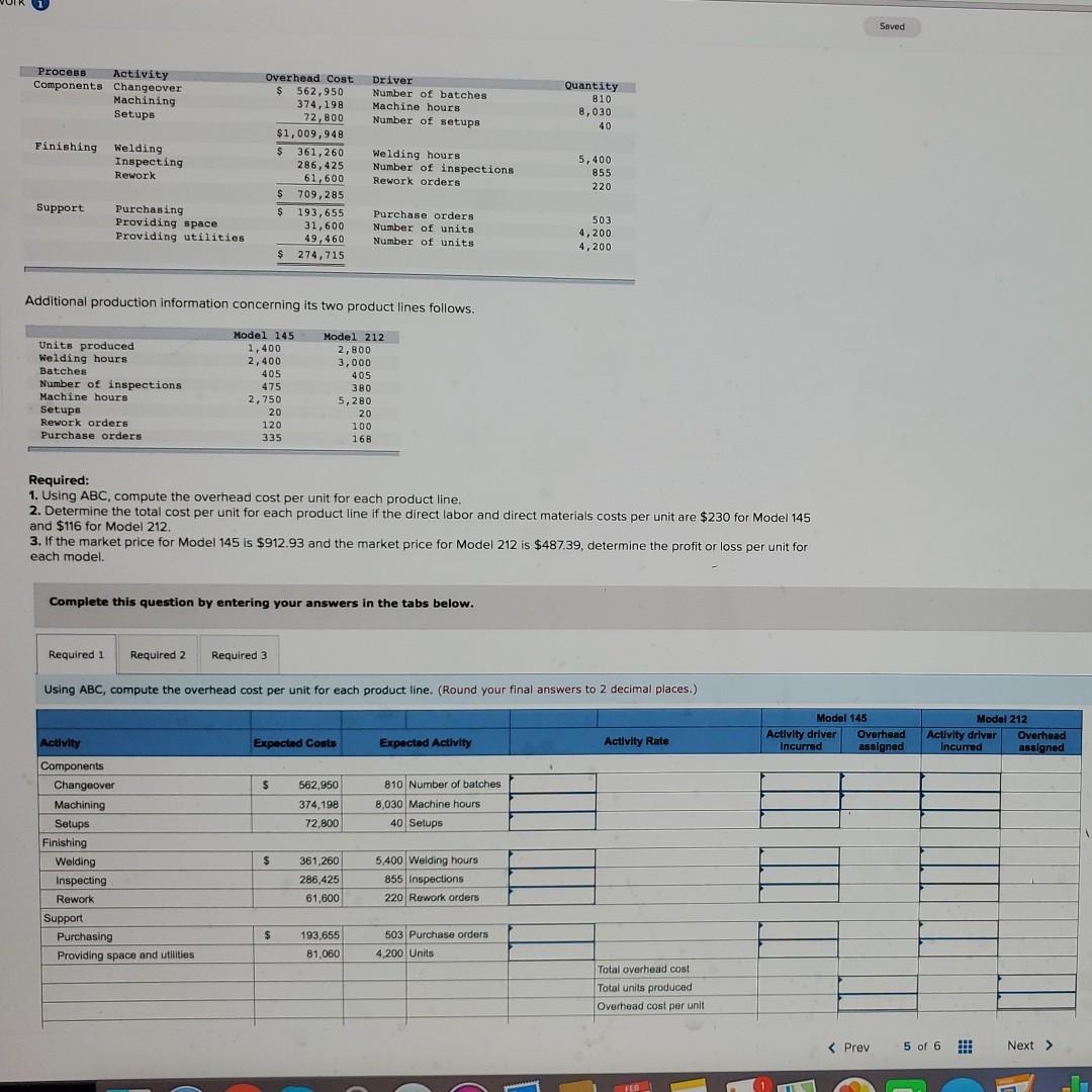  Saved Process Activity Components Changeover Machining Setups Driver Number of batches