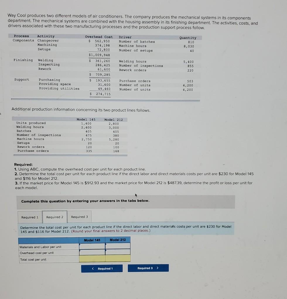 Machine hours Number of setups Quantity 810 8,030 40 Finishing Welding Inspecting