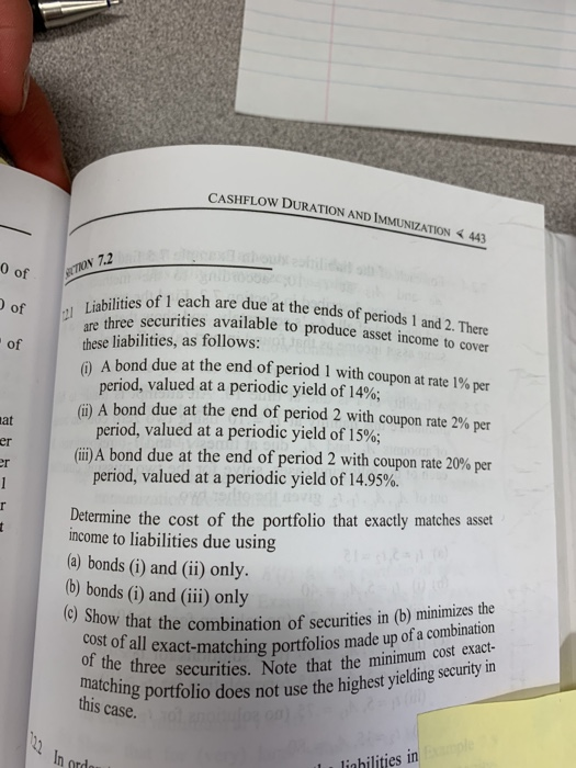  please do (b) answer is 1.6328 CASHFLOW DURATION AND IMMUNIZATION 443