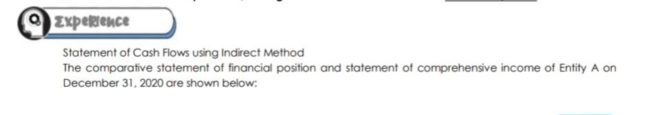  Experience Statement of Cash Flows using Indirect Method The comparative statement