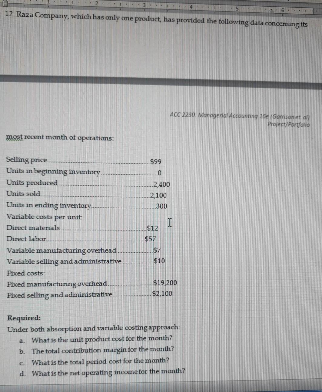 2 1 - 3 4 5 6 1 12. Raza Company,