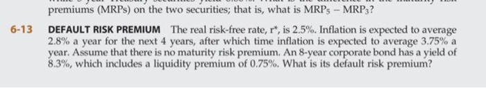 thank you! premiums (MRPs) on the two securities; that is, what is